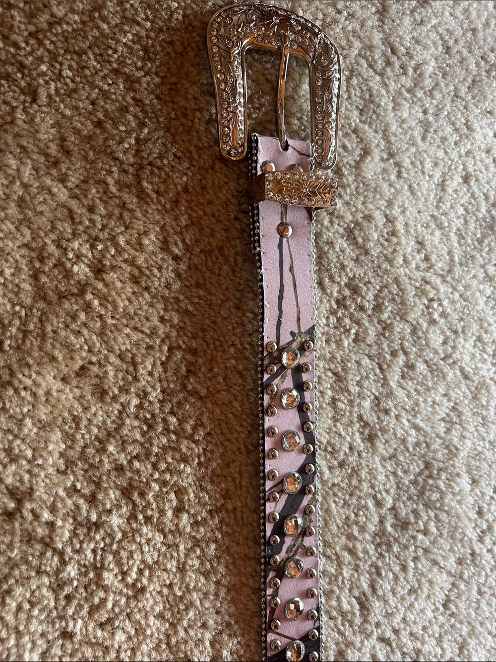 Blazin Roxx Pink Western Belt with Ornate Silver Buckle and Rhinestone Accents.
